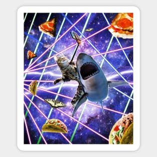 Selfie Cat Riding Shark, Space Rave, Pizza Taco Butterfly Sticker